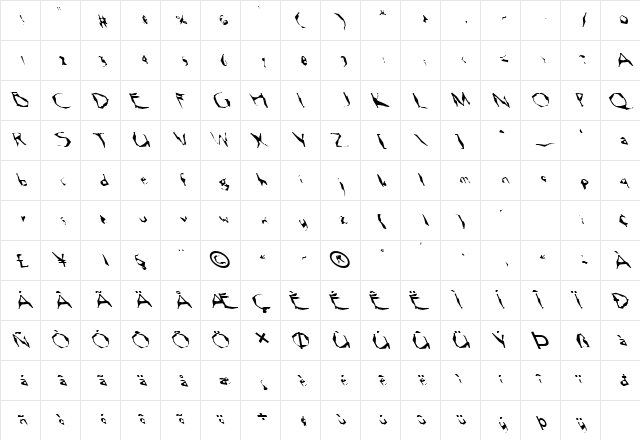 FZ WACKY 12 LEFTY Normal  glyph index