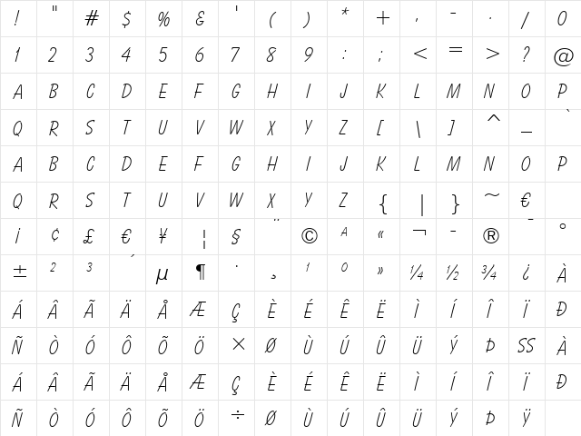 Balloon Lt BT Light  glyph index