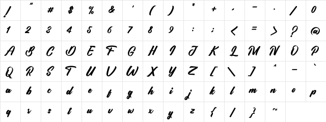 Jandha demo Regular  glyph index