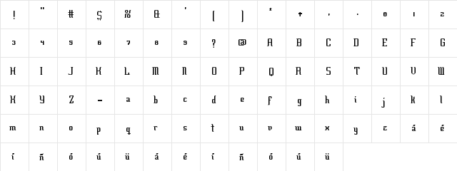 Valle Lejano Regular  glyph index