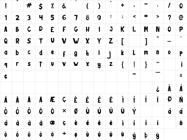 Hello Summer Regular  glyph index