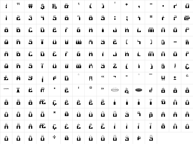 1968 Odyssey Halftone Regular  glyph index