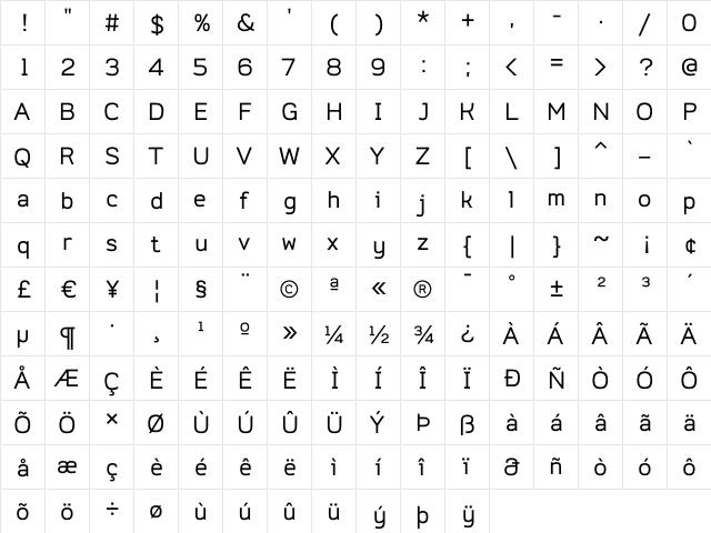 Do Gothic Regular  glyph index