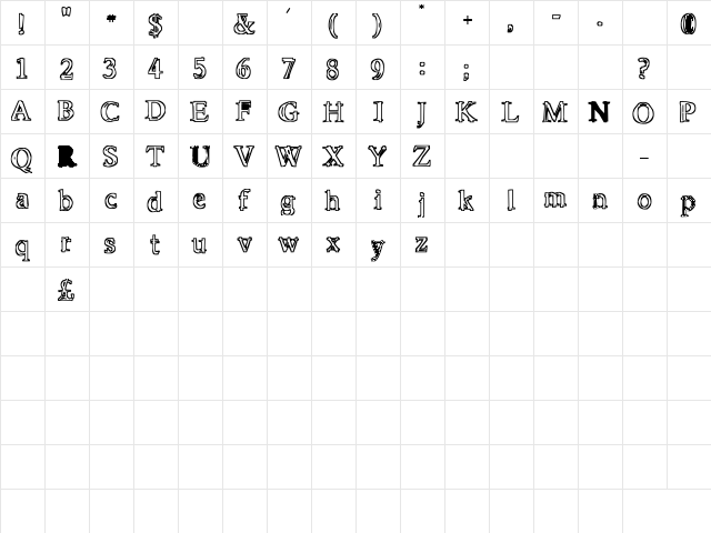 Molten Regular  glyph index