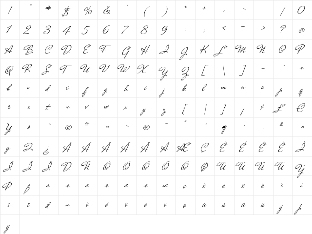 Mr DeHaviland Regular  glyph index