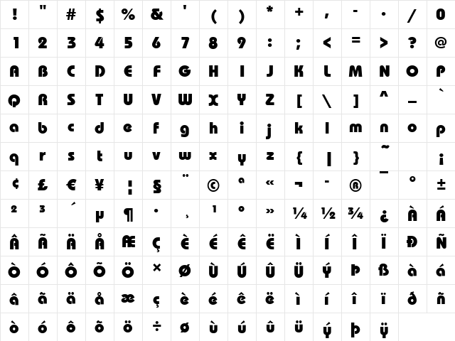 Dessau-Heavy Regular  glyph index