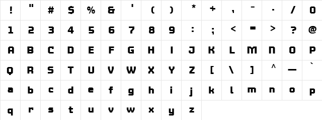 MTV2C Regular  glyph index