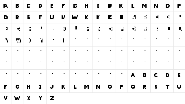 New Regular  glyph index