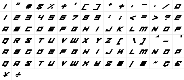 xenosphere Regular  glyph index