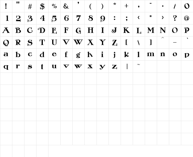 Dungeon Normal  glyph index