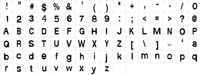 AverageCondensed Regular  glyph index