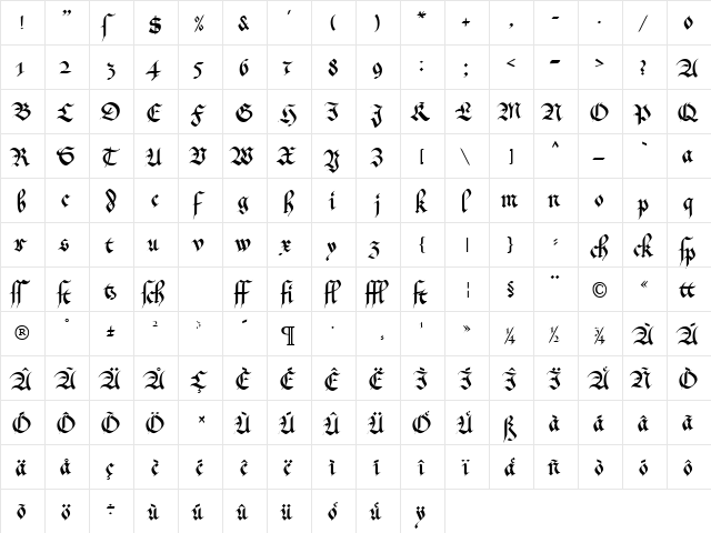 MA GKursiv2 DB Normal  glyph index
