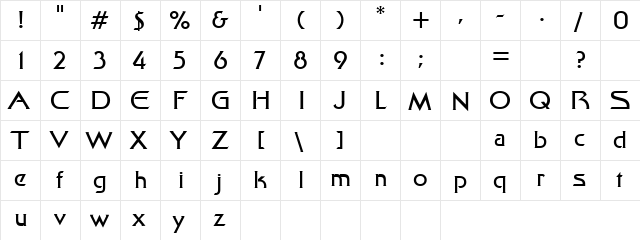 Stellar Regular  glyph index