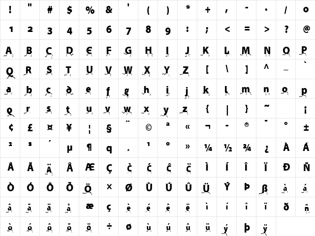 Lernschritt Regular  glyph index