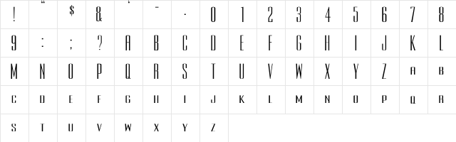 Rothman Ex Regular  glyph index
