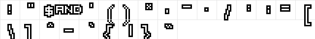 Userbar Regular  glyph index