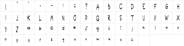 Scrittura Ravvicinata Regular  glyph index