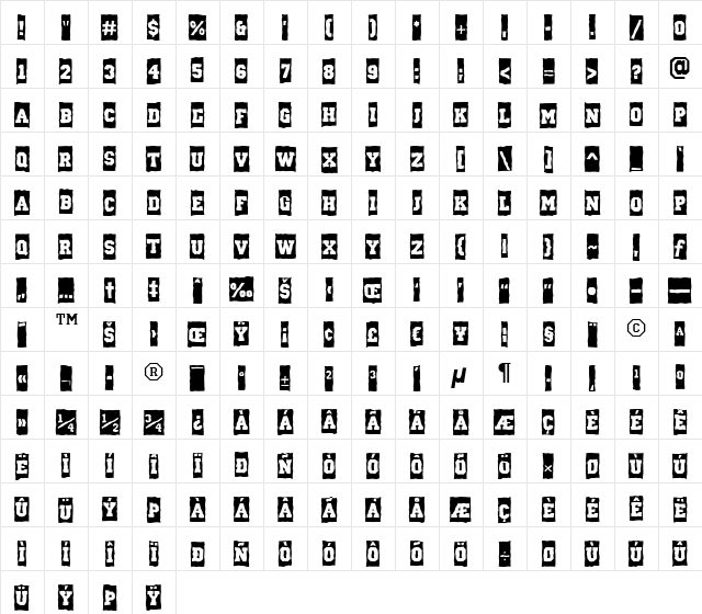 a_CampusCmBrk Bold  glyph index