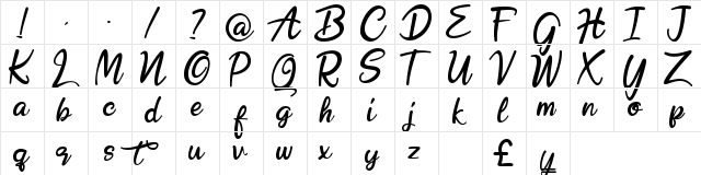 Hobenshaw Regular  glyph index