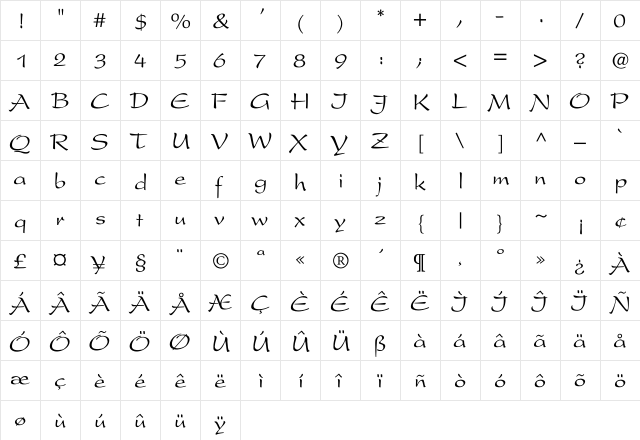Plimpton Regular  glyph index