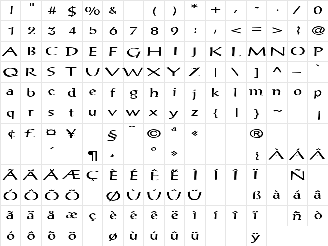 Seeing Things 3 Regular  glyph index