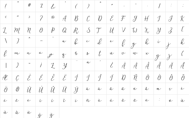 Michel Flow Regular  glyph index