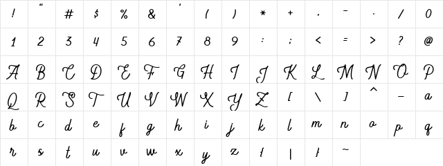 Everbright Regular  glyph index