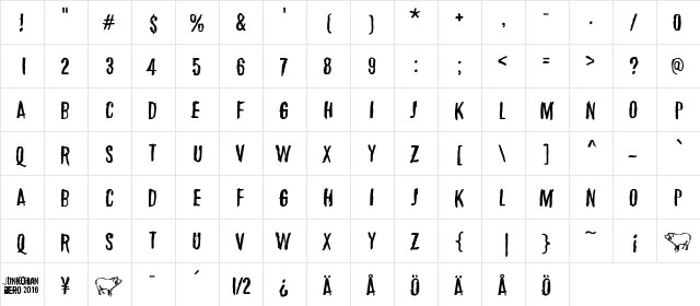 March of the pigs Regular  glyph index