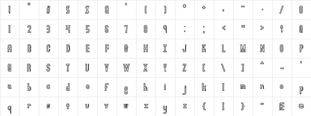 Lucid Type B Outline BRK Regular  glyph index