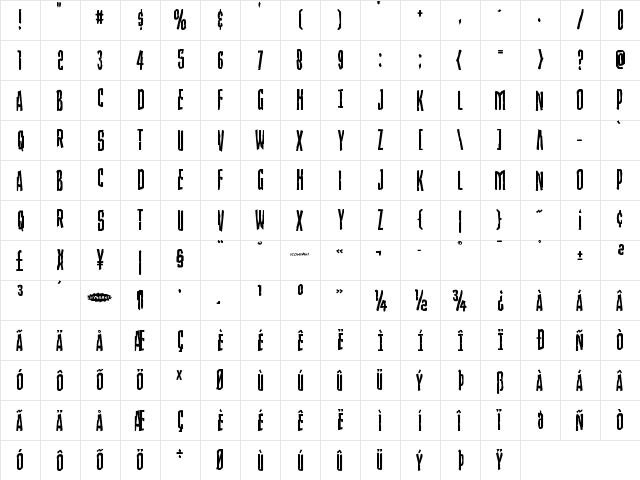 Stranger Danger Regular  glyph index