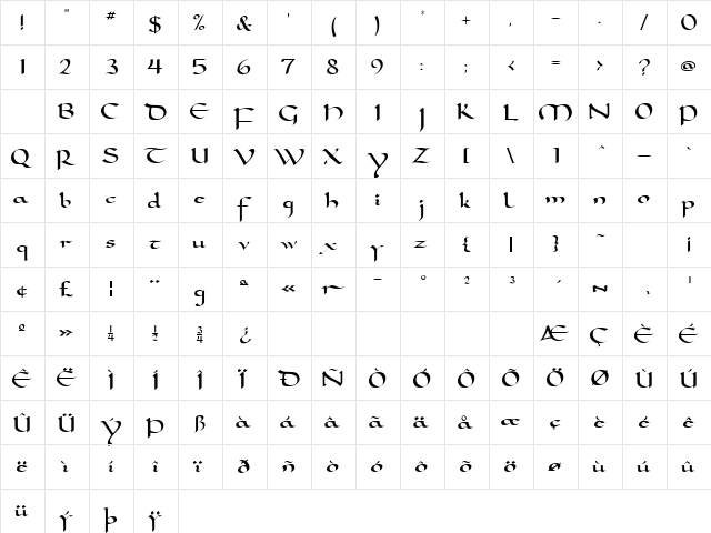 Samovar SSi Regular  glyph index