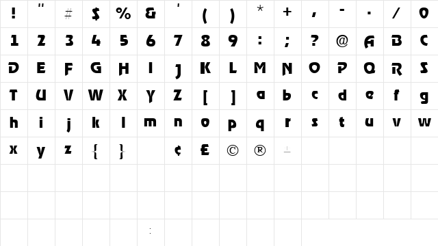 ThimbaSSK Regular  glyph index