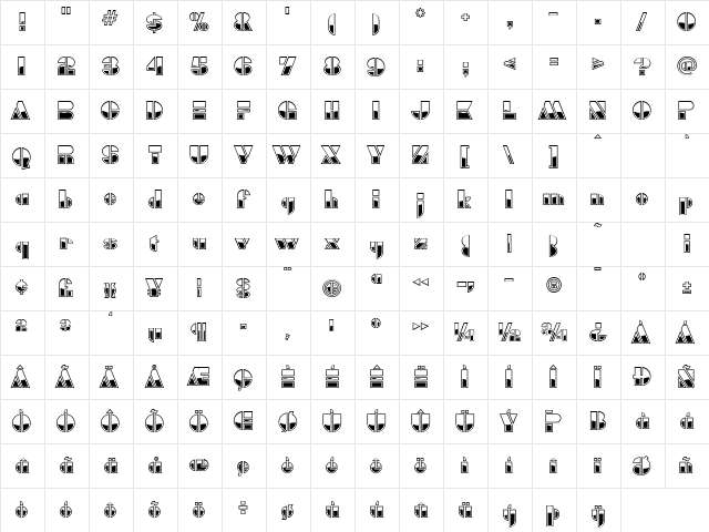 Bumper Regular  glyph index