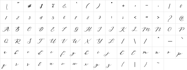 Autines Script Regular  glyph index