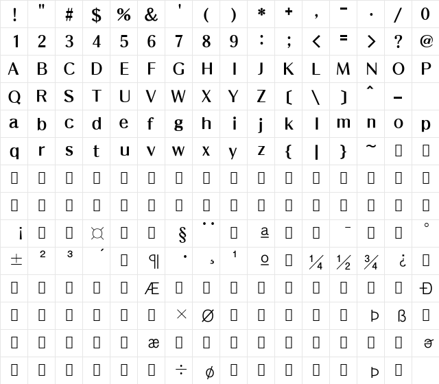 HYGraphic-Bold Regular  glyph index