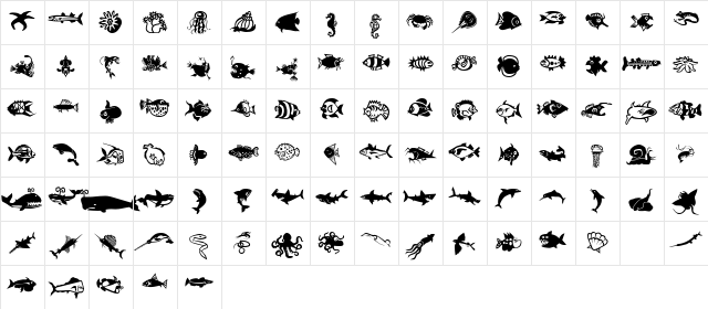MiniPicsLilFishies Regular  glyph index