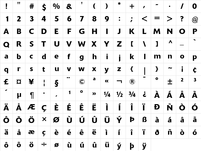Delta Jaeger Medium  glyph index