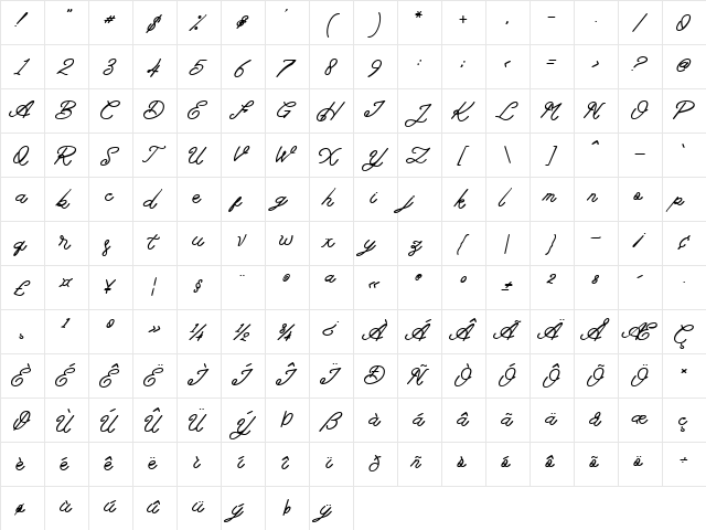 Anthalucya Regular  glyph index