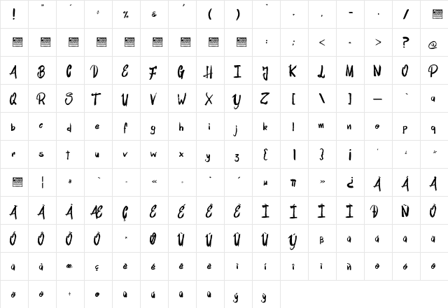 House Marker_PersonalUseOnly Regular  glyph index