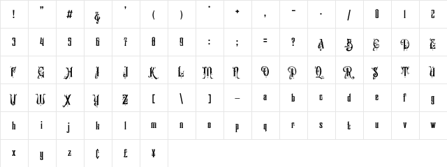 Victorian Supremacy Demo Regular  glyph index