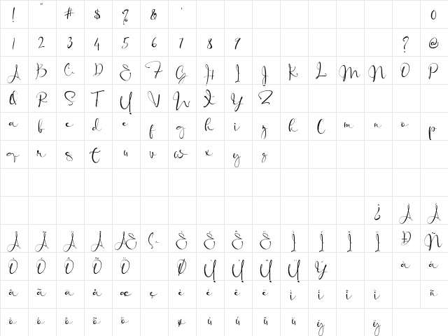 Banggar Regular  glyph index