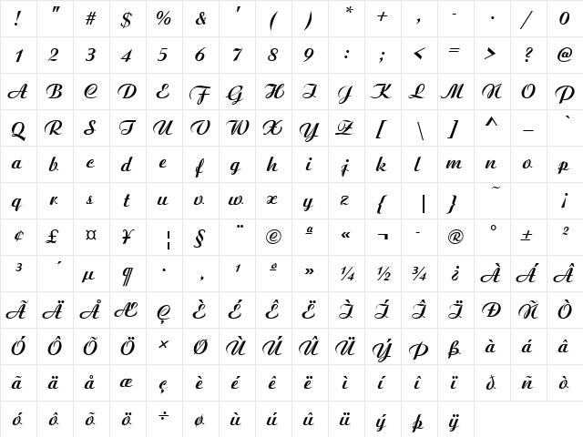URWAristotelesJoiD Bold  glyph index