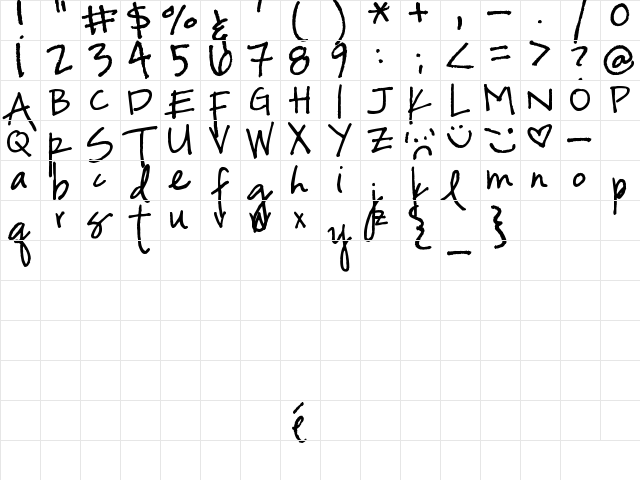 Vaguely Repulsive Regular  glyph index