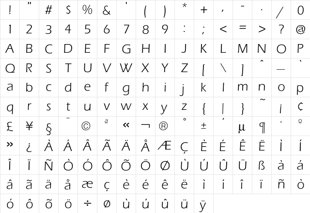 Eras Book  glyph index