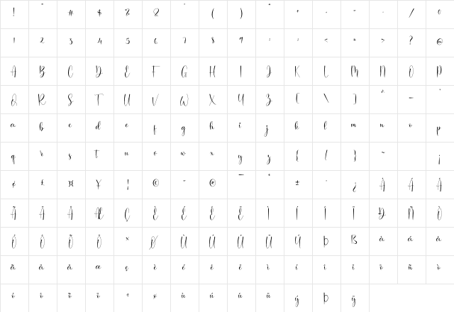 Baiskey Regular  glyph index