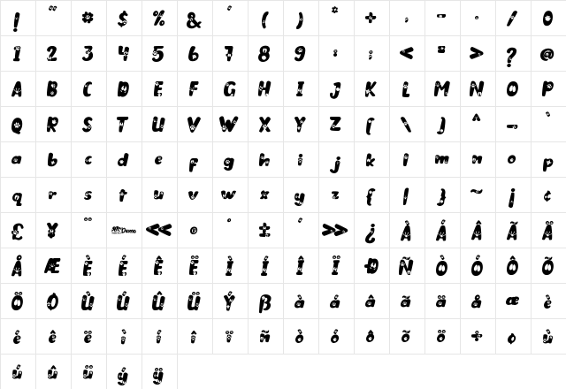 Animal Paws Regular  glyph index
