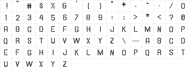 Hallandale Stencil JL Regular  glyph index