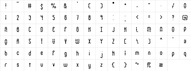 Wiggly Squiggly (BRK) Regular  glyph index