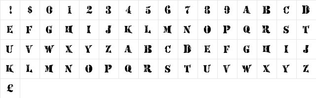 Mashed Regular  glyph index