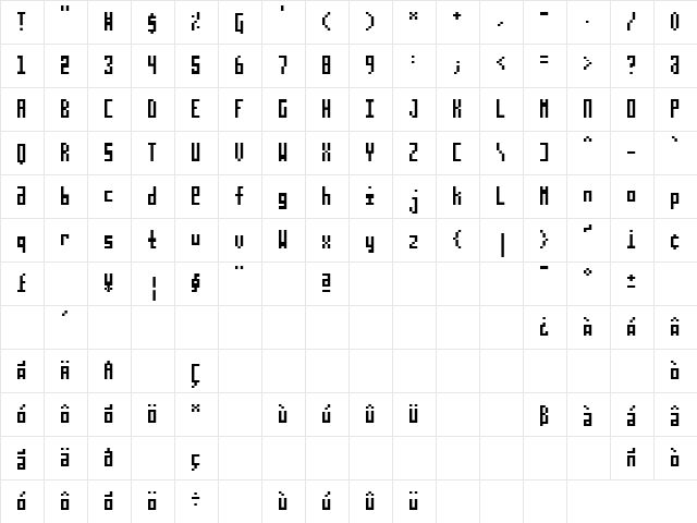 TPF Ploxx Regular  glyph index